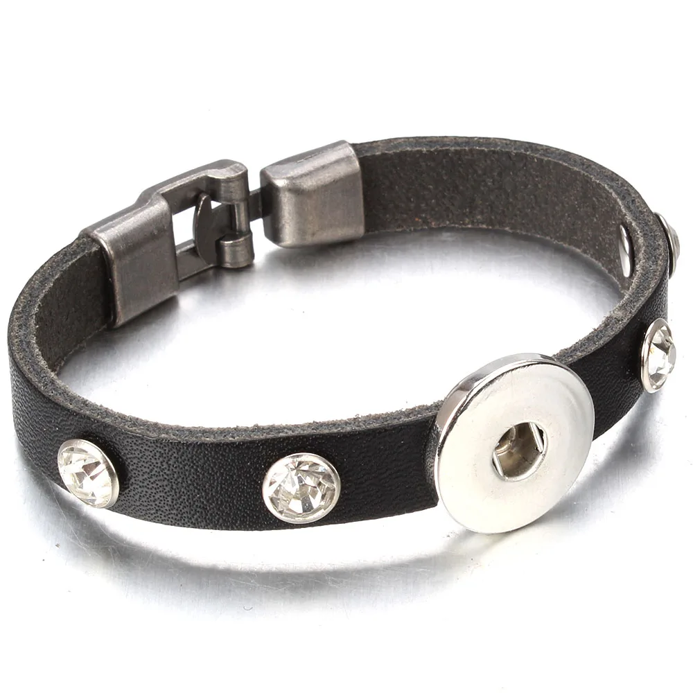 Новый браслет с кнопкой застежкой женский и мужской кожаный застежка оснастка 12