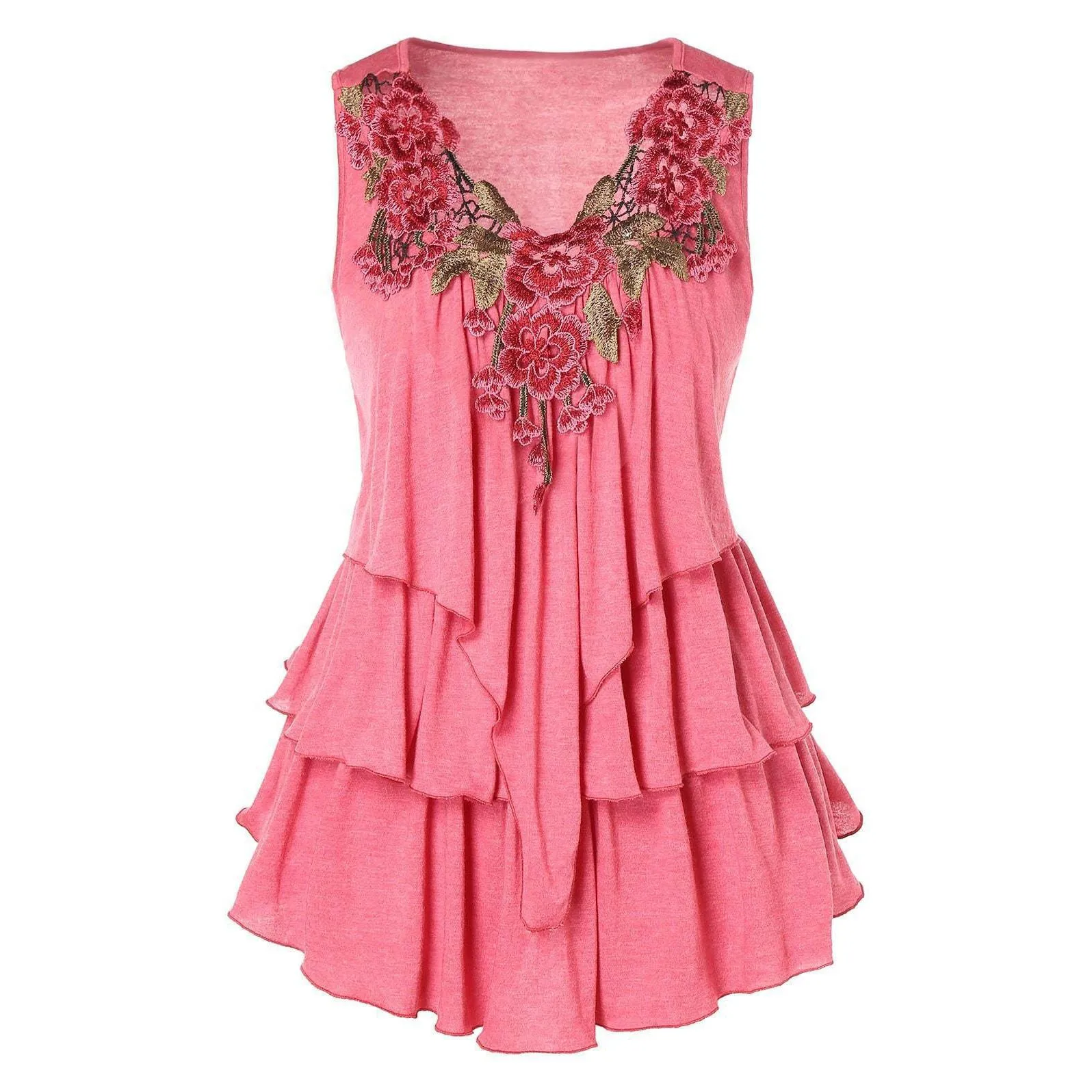 Женский топ без рукавов с вышивкой v-образным вырезом лето 2019 | Женская одежда