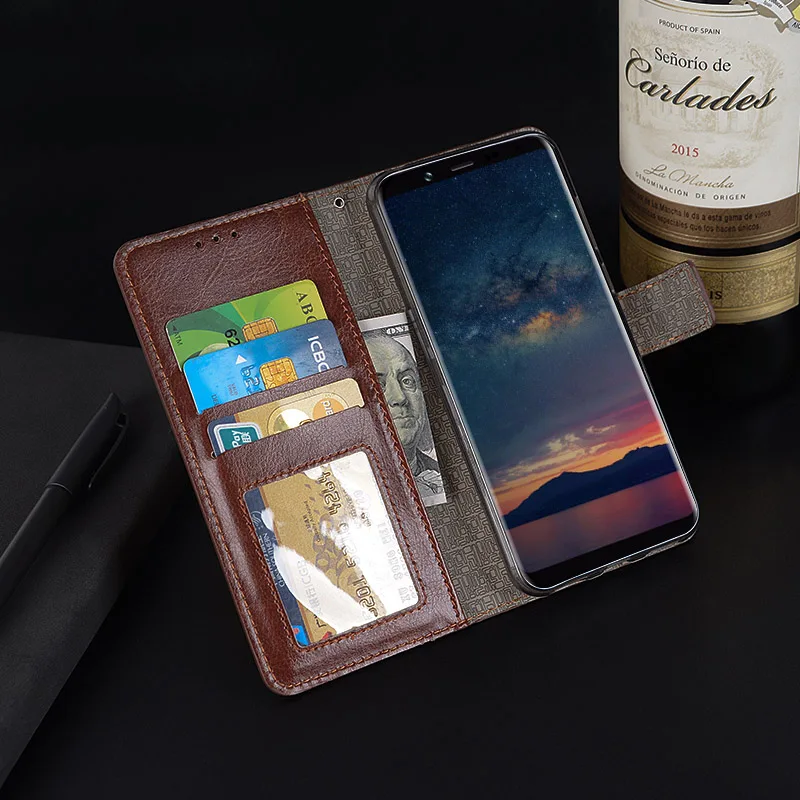 Кожаный чехол для Bluboo S8 + откидной Чехол-кошелек с подставкой и держателем