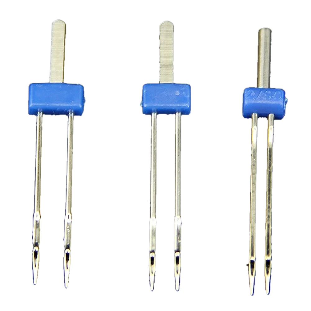 Набор игл COFA 3 x Double Twin Needles для швейной машины размера 2.0/90, 3.0/90, 4.0/90 (синий).
