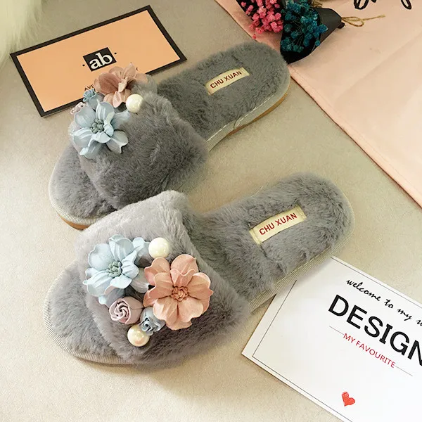 Сланцы стразы женские меховые роскошные Нескользящие Шлепанцы из Оксфордского