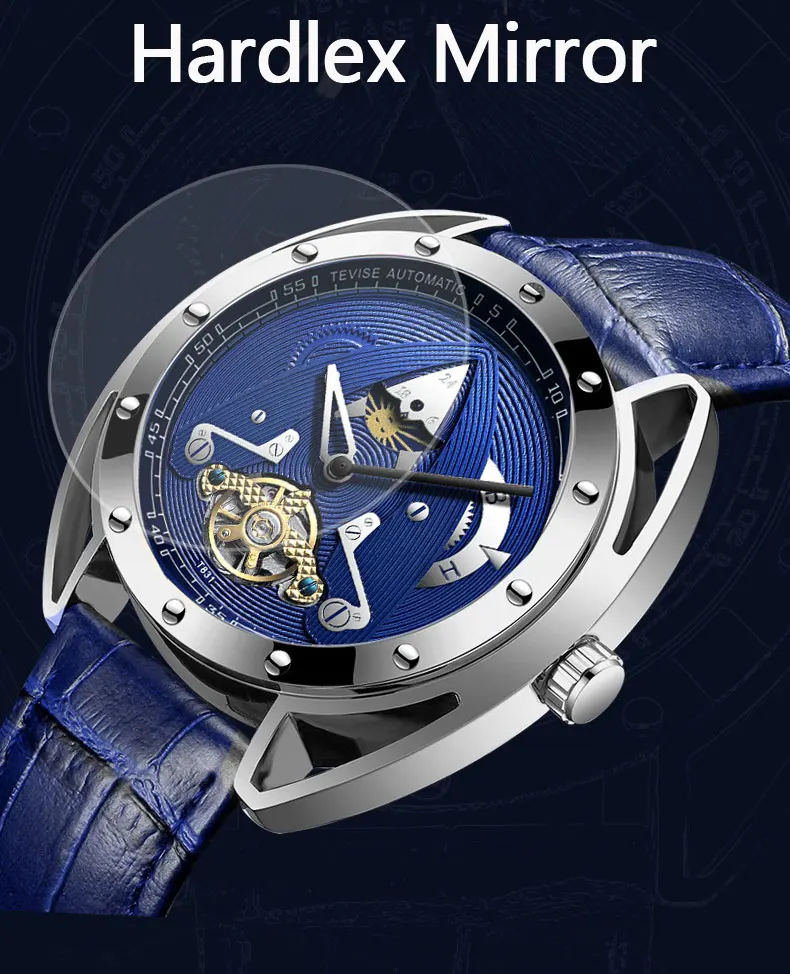 Tevise, Мужские автоматические механические часы, водонепроницаемые, Tourbillon, спортивные, с автоматическим заводом, Лидирующий бренд, мужские наручные часы, Relogio Masculino