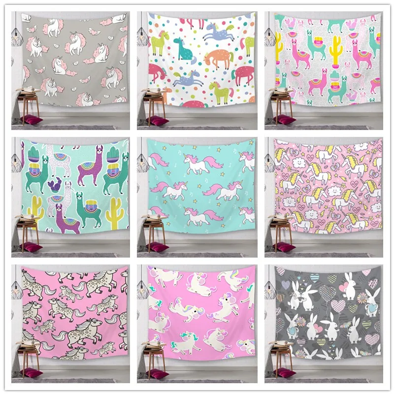 Cartoon Unicorn Wall Hanging Tapestries Indian Mandala Tapestry Tai Chi Hippie Bohemian Decorative Carpet Yoga Mats | Дом и сад