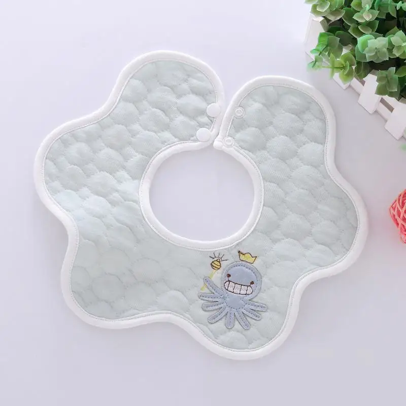 360 Degree Waterproof Double Button Cotton Flower Shape Cartoon Embroidered Bibs | Детская одежда и обувь