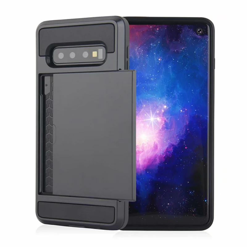 Бронированный чехол для телефона Samsung Galaxy S10 / Plus противоударный бумажник с