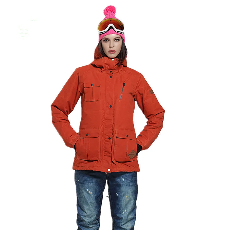 GSOU зимние лыжные куртки для женщин водонепроницаемая куртка сноуборда с