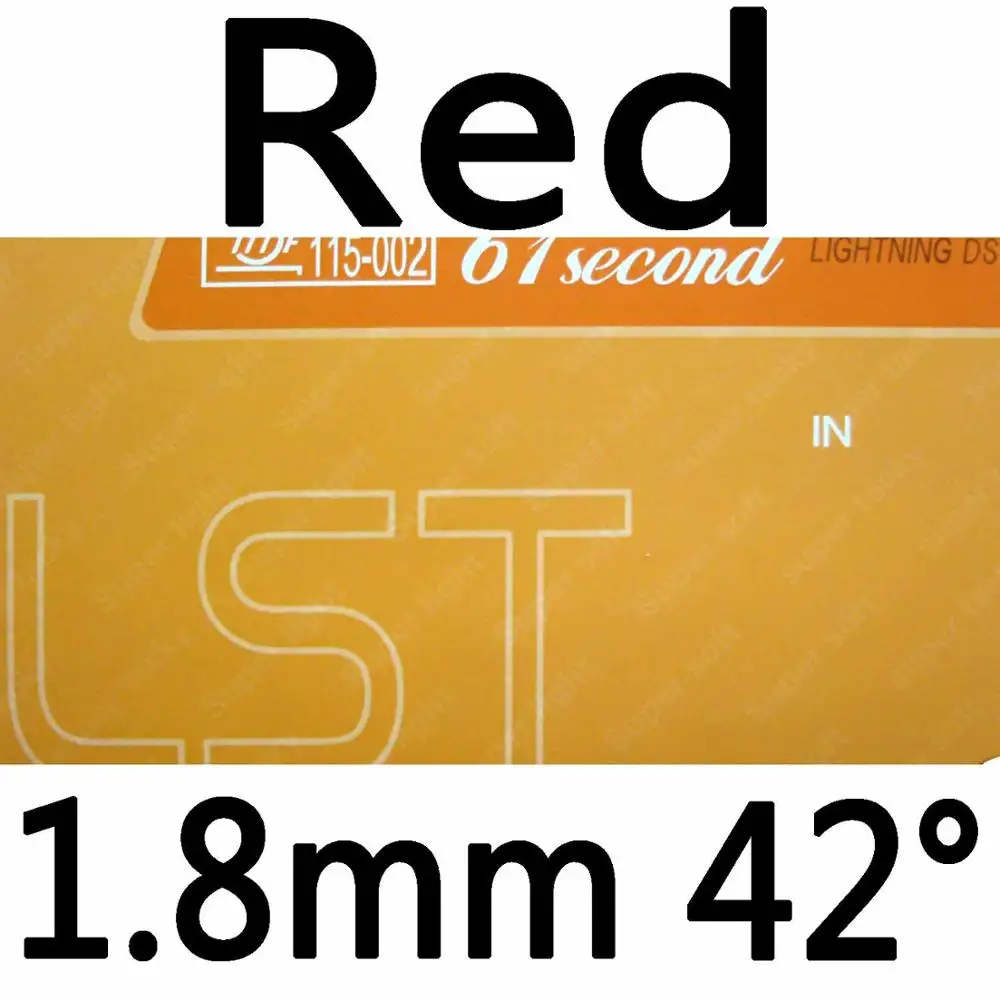 red 1.8mm H42 61second молния DS LST супер липкий накладки Резина с губкой на ракетки для настольного тенниса - Цвет: red 1.8mm H42