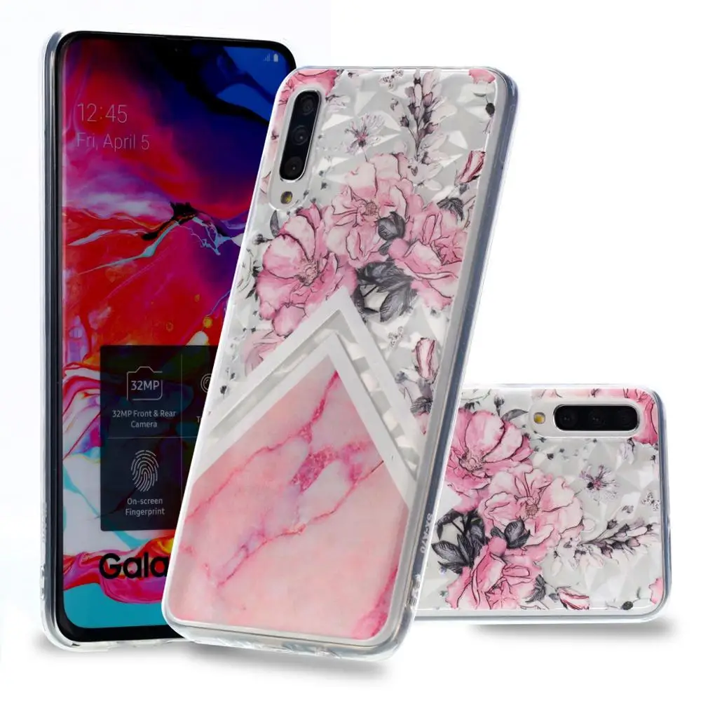 Роскошный чехол для телефона из ТПУ с алмазным узором samsung A30 A40 A50 цветочным