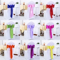 100pcslot wedding decoration chair satin sashes gold satin chair sashes bow tie for hotel marriage banquet chair bow