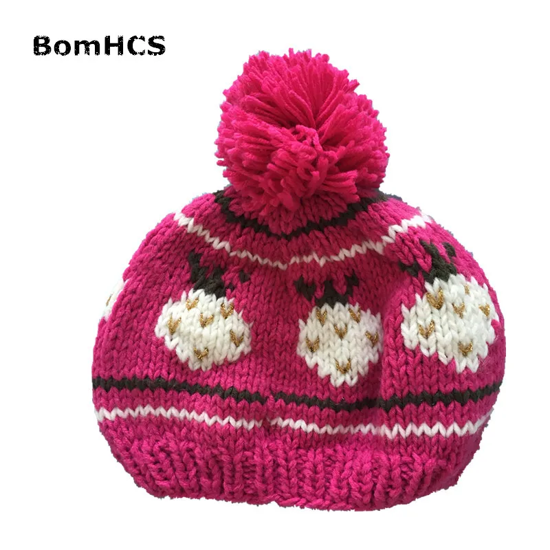 BomHCS 100% ручная работа милая Клубника жаккардовая плетеная женская шляпа|knitted woman