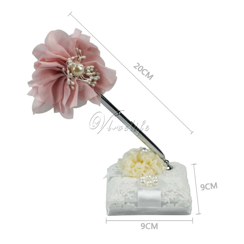 Великолепный свадебный фирменный набор ручек с атласными бантами кружевными