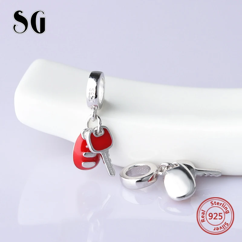 SG новые серебряные 925 оригинальные брелоки бусины с красной эмалью подходят к аутентичным браслетам pandora Стерлинговое Серебро-ювелирные изделия для изготовления подарков