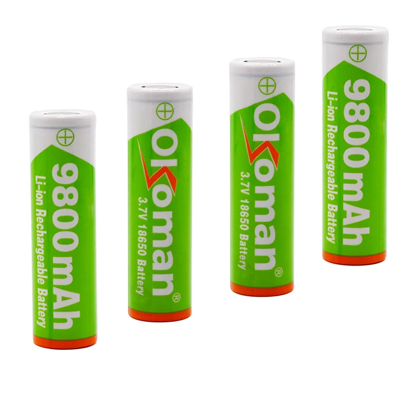 Okoman 3 7 V 18650 литиевая батарея 9800mAh литий ионная для фонарика Прямая