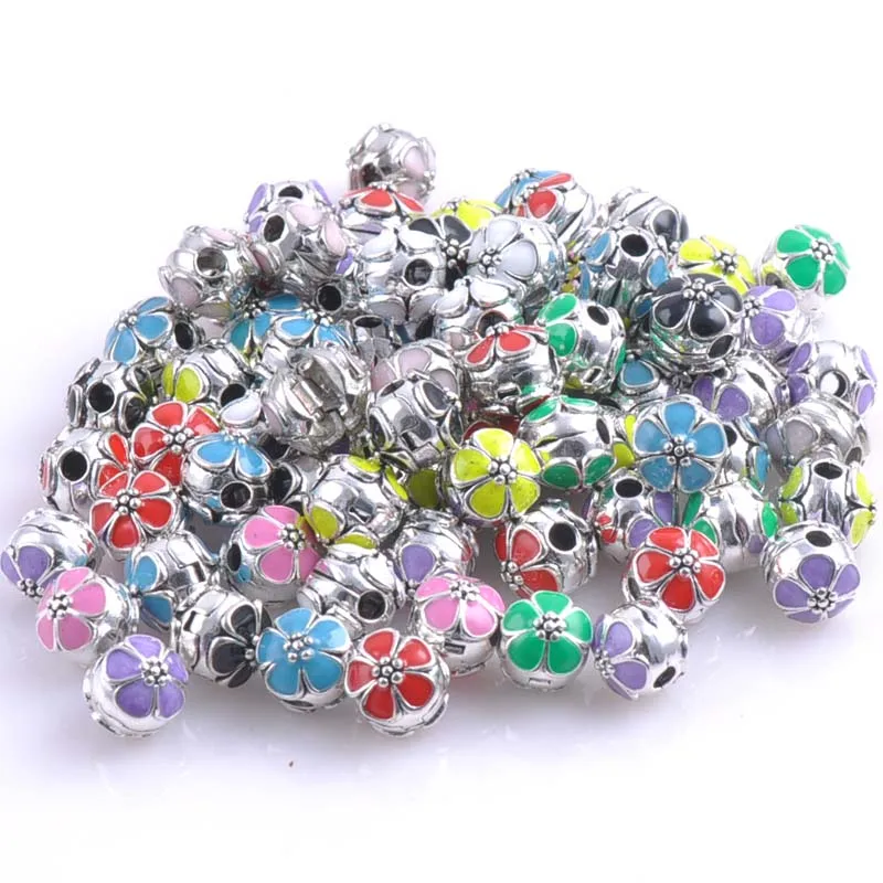 Новинка 2018 зажимы серебряные бусины европейские цветы вишни стопор цветок