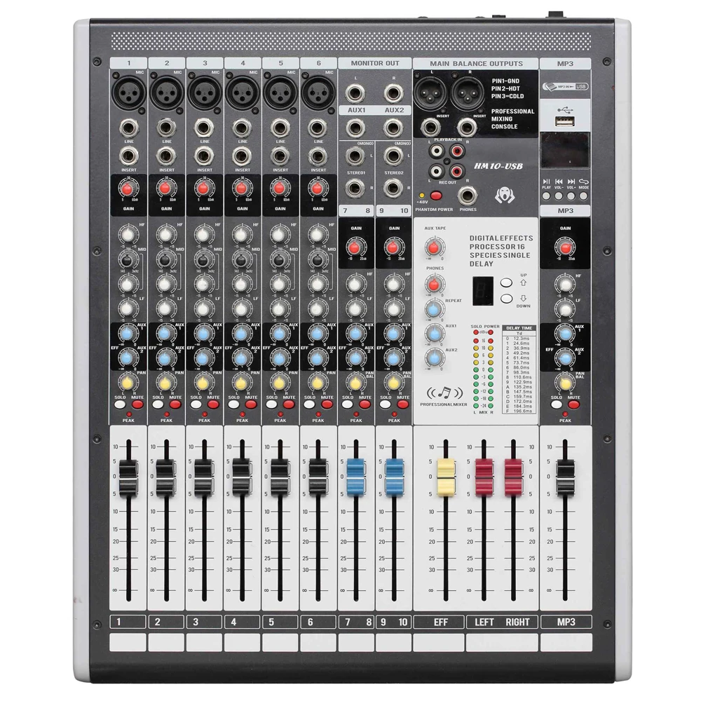 Leicozic HM10-USB 6-канальный миксер аудио с цифровым процессором эффектов профессиональная микшерная консоль для сцены/церковь/DJ оборудование