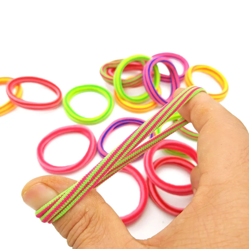 

Lot 18 Pcs Colorful Stripped Hair Bands Holders Rubber Girl Women Elastics Tie Gum Rope Ponytail Accessories