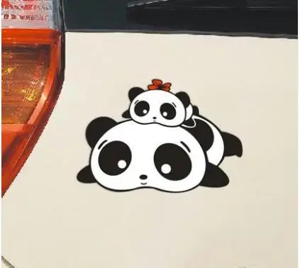 Стикер на автомобиль с лежащим пандой, примыкающим к голове, с царапинами и шрамами, смешные и милые стикеры-95.
