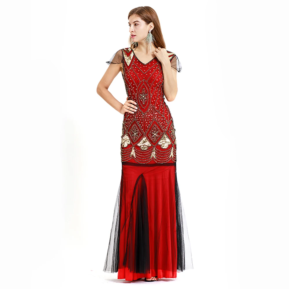 2019 Элегантное Длинное бордовое вечернее платье с блестками vestido de festa robe longue