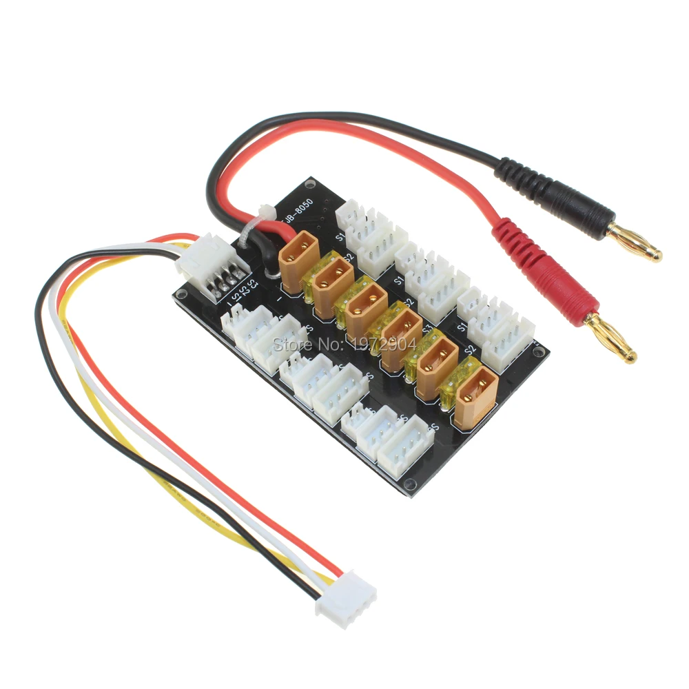 Параллельная зарядная плата XT30 Lipo для батарей пластина с 6 разъемами RC FPV Quadcopter JST