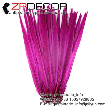hot pink Zpdecor 100 шт./лот 40-45 см(16-18 дюймов) непосредственно окрашенный оранжевый хвост фазана перья для карнавального костюма украшения - Цвет: hot pink