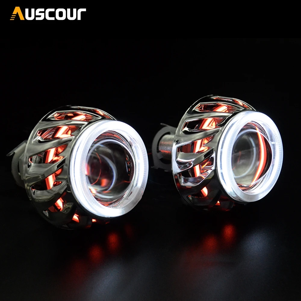 2 шт. 2,0 дюймов H1 Bi xenon hid объектив проектора пожарное колесо DRL CCFL ангельские глазки кожухи лампы фар H1 H4 H7 модель автомобиля в сборе