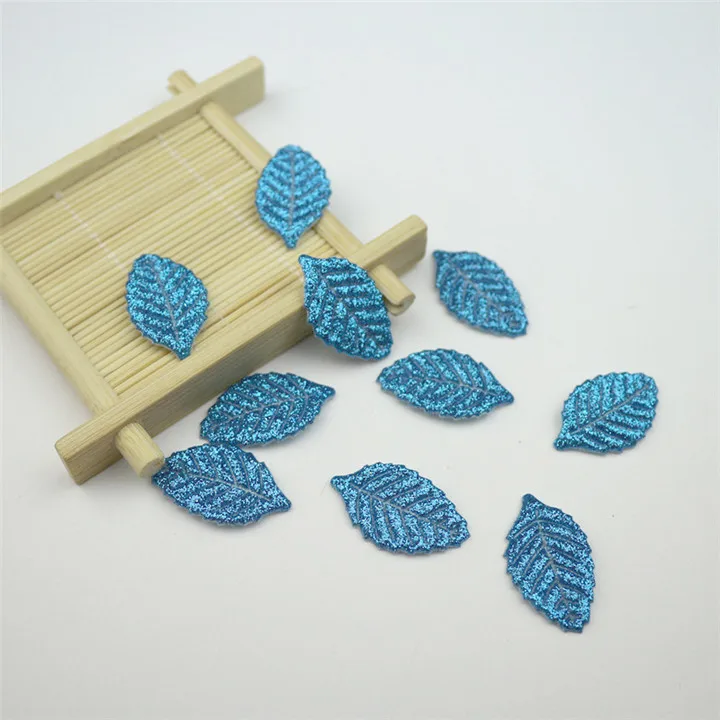 Blue Leaves 50 шт. аксессуары для головных уборов блестящие листья DIY ремесло поставки искусственные лезвия одежды украшения на заколках Детские материалы для скрапбукинга - Цвет: Blue Leaves