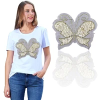 new pretty butterfly sequins sew on patch for clothes diy crafts coat sweater embroidered paillette patch applique