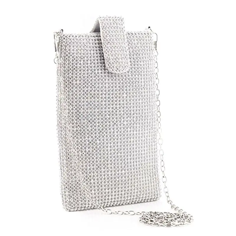 silver Популярные вечерние сумки, клатчи, кошельки для женщин, маленькая сумка через плечо, кошелек для мобильного телефона - Цвет: silver