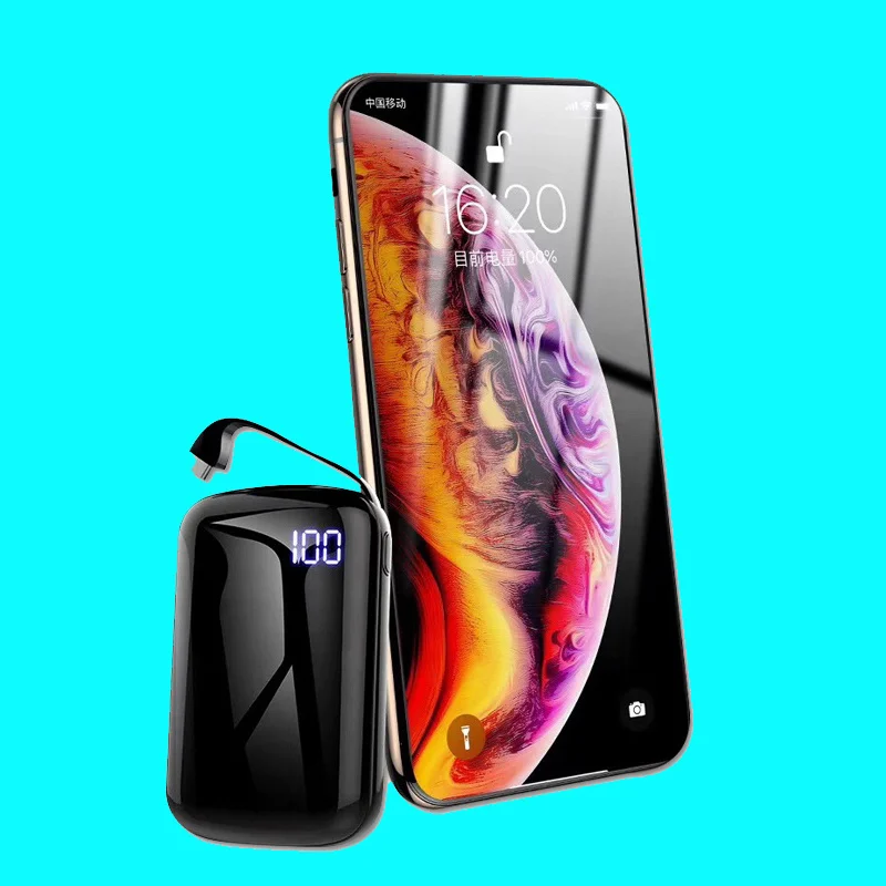Для Сяо Ми 20000 mAh Мощность банк съемный кабель Внешний Батарея мини Мощность Bank ультра тонкий Портативный Зарядное устройство для iPhone6 7 8 X