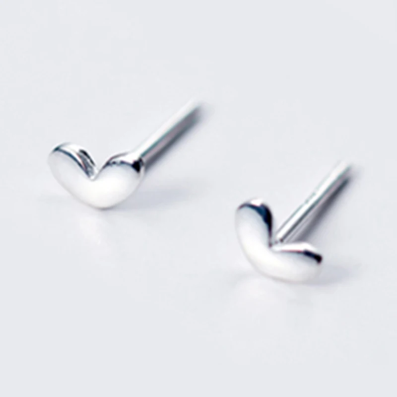 100% 925 пробы серебряные миниатюрные простые серьги-гвоздики в форме сердца для