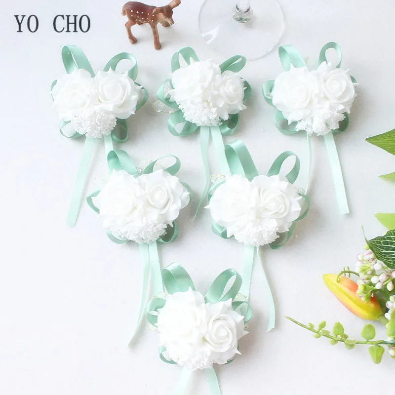 YO CHO Prom Beutiful PE розы вечерние цветы на запястье Свадебные наручные Цветы розовые подружки невесты шелковый корсаж ручной цветок для свадьбы