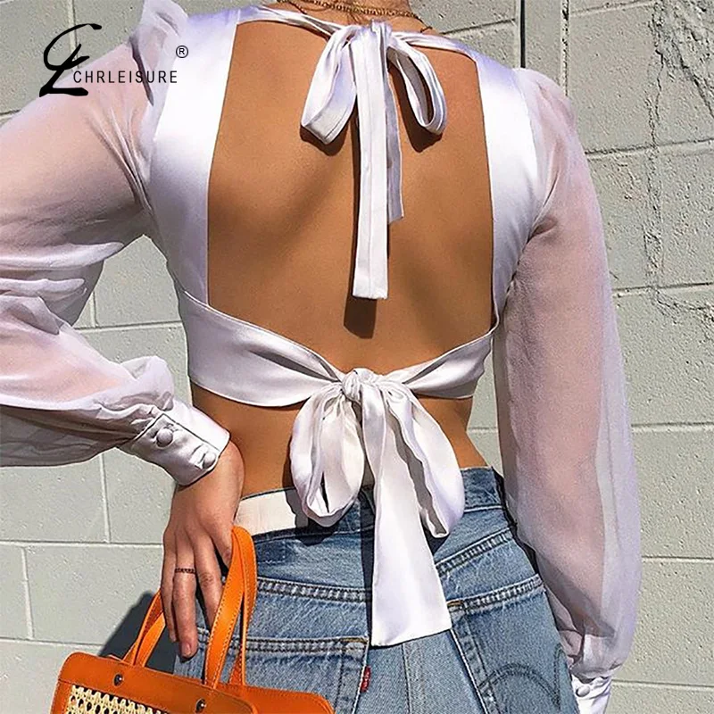 CHRLEISURE Женская Винтажная Футболка Эстетическая уличная одежда топы с сеткой