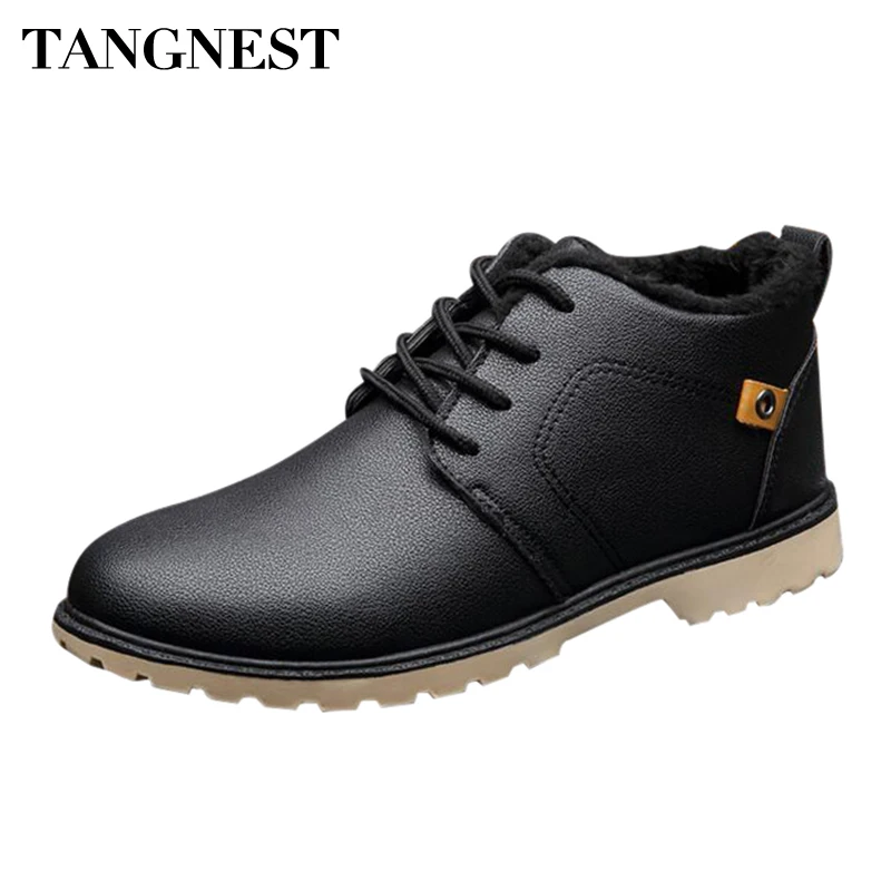 Tangnest/мужские однотонные очаровательные Теплые ботильоны из плюша в стиле