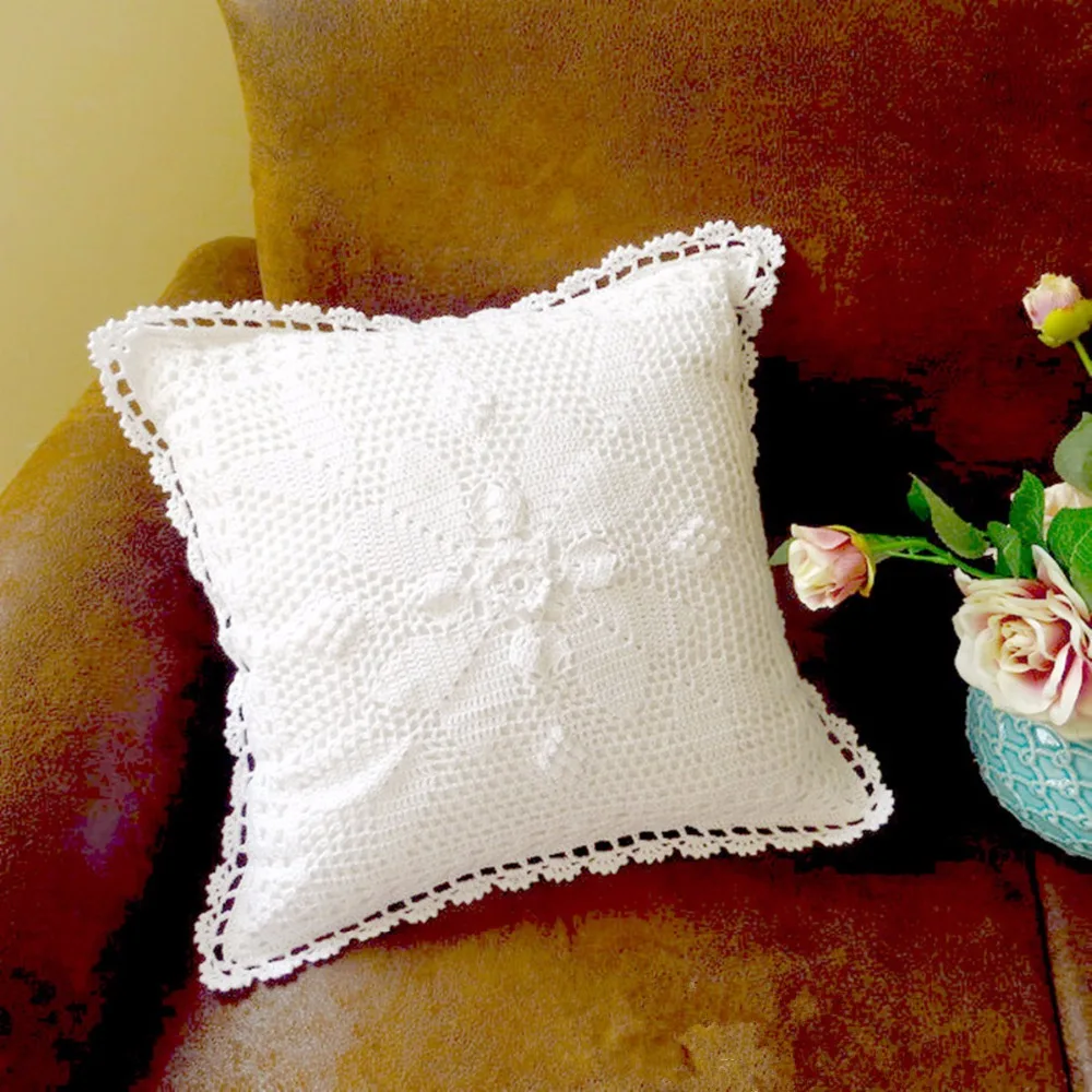 Вязаный Чехол на подушку ручной работы из 100% хлопка наволочка 40х40 см в винтажном