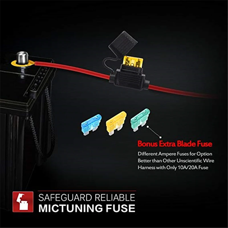 MICTUNING 14AWG Автомобильный светодиодный светильник, комплект жгутов проводки 40А, кулисный переключатель ВКЛ-ВЫКЛ, 2 светодиода, аксессуары для авто, светодиодный, рабочий, дальнего света
