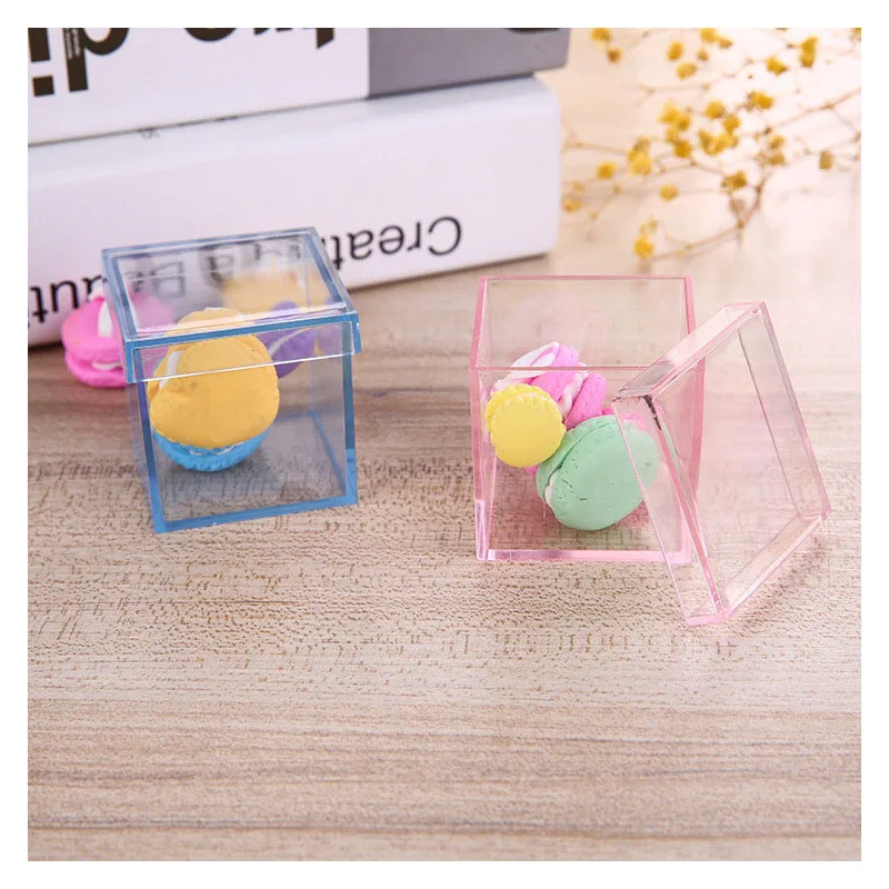 Прозрачный кубик свадебный сувенир Конфета коробка Macaron кейс прозрачные