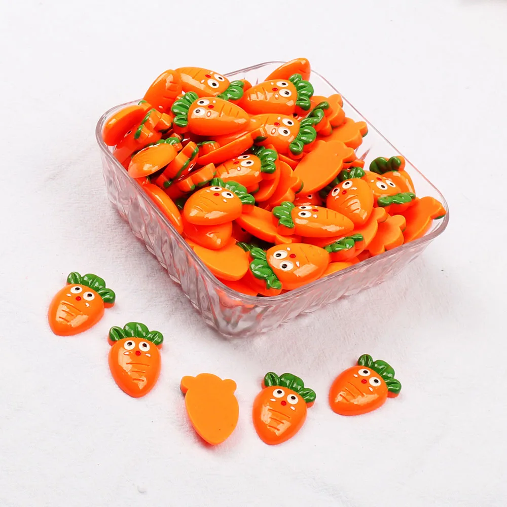 carrot IBOWS плоская задняя сторона фрукты смолы арбуз ананас милые смолы DIY ювелирные изделия ожерелье аксессуары для волос Смола Кабошоны украшения - Цвет: carrot