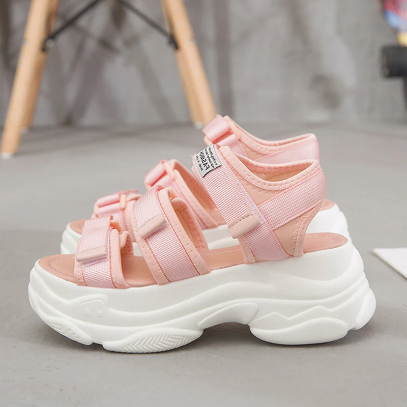Fashion Women Sandals Platform Wedges Girls Shoes Thick Heel Lace Up Outdoor Breathable Female Beach Sport Sandals Size 35-39