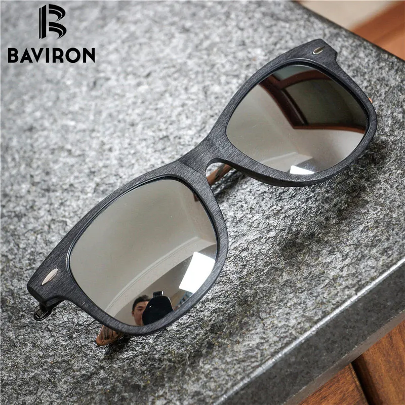 Мужские солнцезащитные очки в стиле ретро BAVIRON классические деревянные с