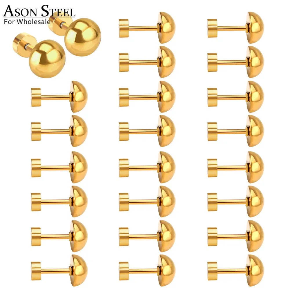 

ASONSTEEL Stainless Steel 4-8mm Surgical Ball Stainless Steel Stud Earrings 12 Pairs/lot