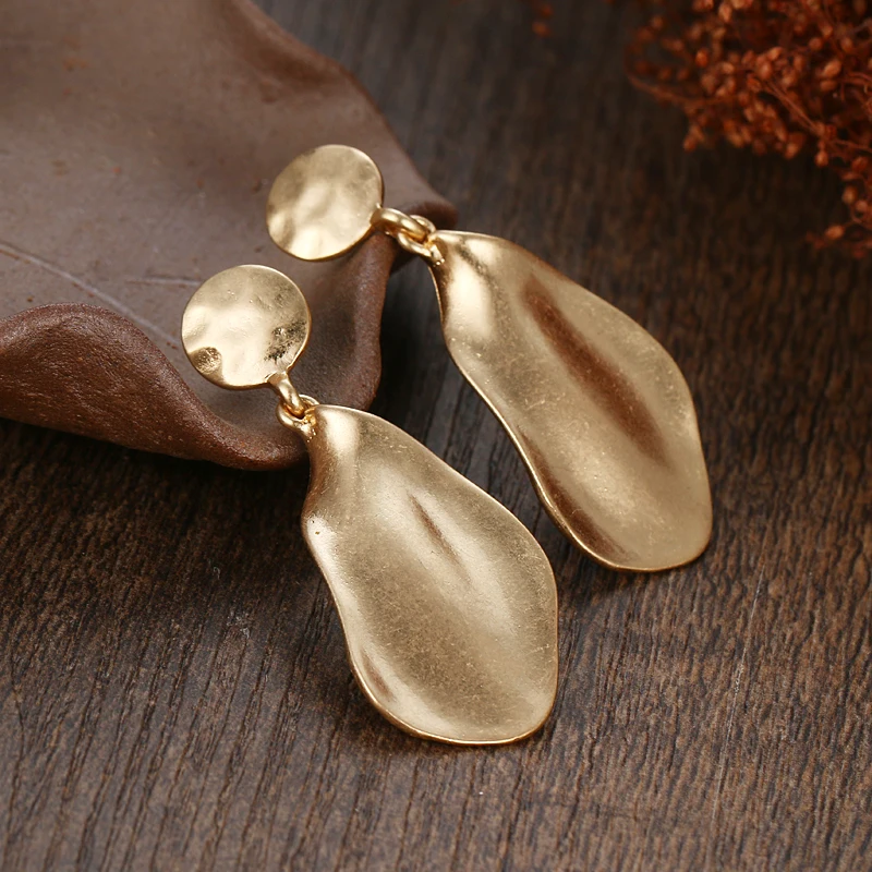 Yhpup Brand Irregular Big Leaf Leaves Golden Zinc Alloy Earrings Statement Charm Party Brincos Bijoux | Украшения и аксессуары