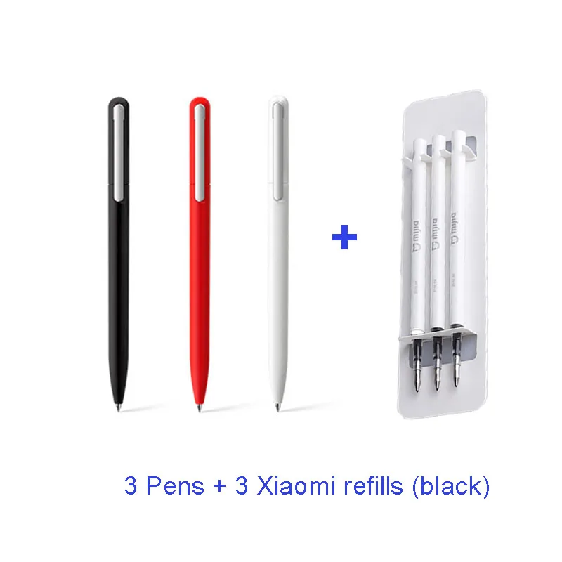 Оригинальная гелевая ручка для подписи Xiaomi Pinluo, 9,5 мм, 0,5 чернила, гладкая швейцарская заправка MiKuni, японские чернила, ручка Mijia, черная заправка - Цвет: 3 pens with refills