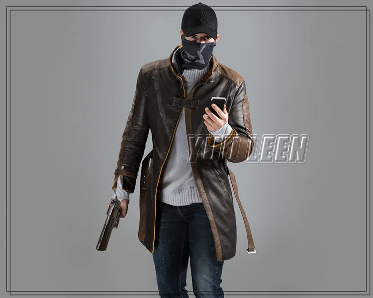 [Запас] Горячая игра Watch Dog 2 Aiden Pearce Косплей длинный рукав и длина крутой костюм пальто для Хэллоуина карнавала