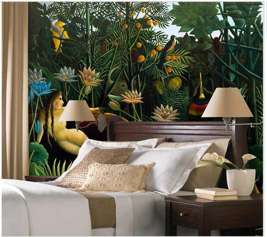 beibehang Painting sofa bedroom wallpaper backdrop of tropical forest large mural Custom Size 3D wall | Обустройство дома