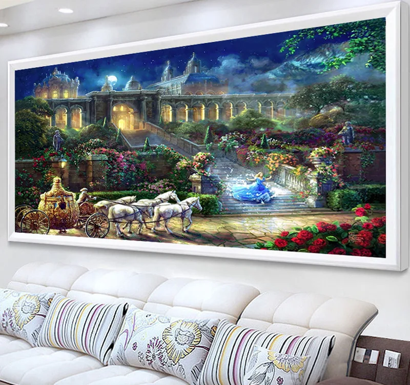 Алмазная вышивка своими руками круглая Мечта принцессы замок стразы алмазная