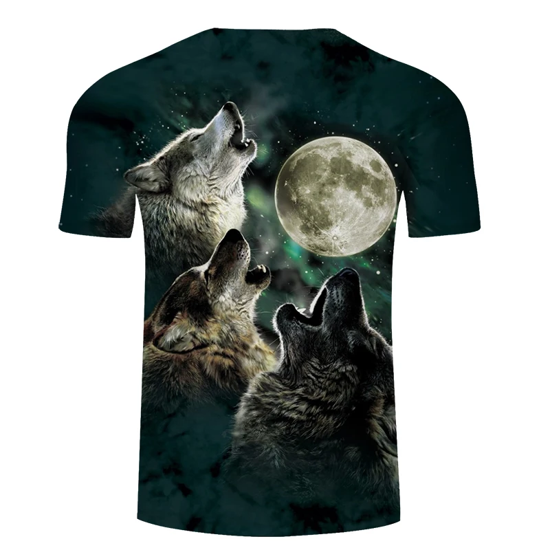 Wolf & Moon 3D принт футболка для мужчин женщин футболки летние классические с