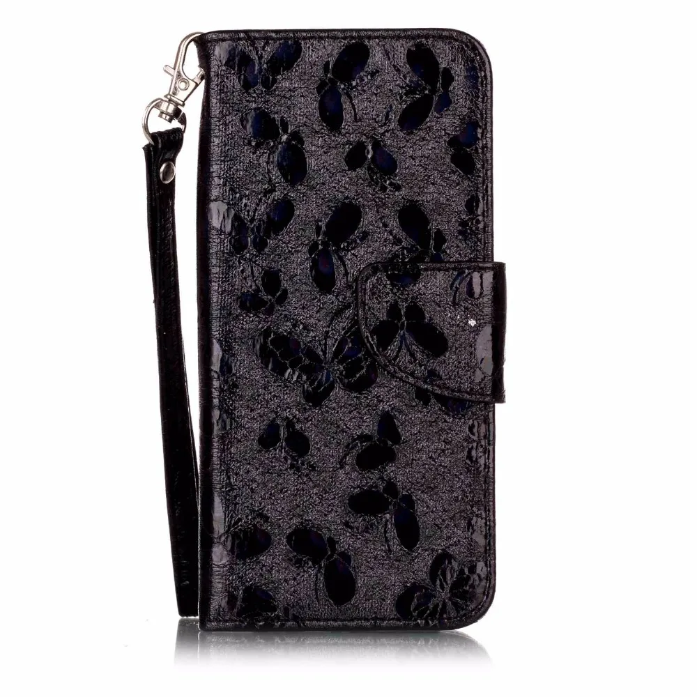 Laser butterfly leather sheath Covered edge drop for Samsung S5 S6 S7 S8 J3 J5 J7 A3 A5 luxury Leather Flip Phone Cases |