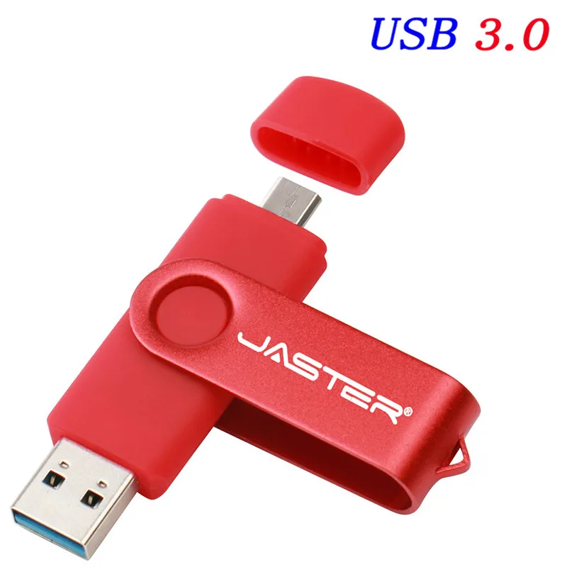 Red JASTER USB 3,0 OTG USB флеш-накопитель Флешка для Android смартфон 64 ГБ 32 ГБ 16 ГБ 8 ГБ металлическая OTG USB карта памяти - Цвет: Red
