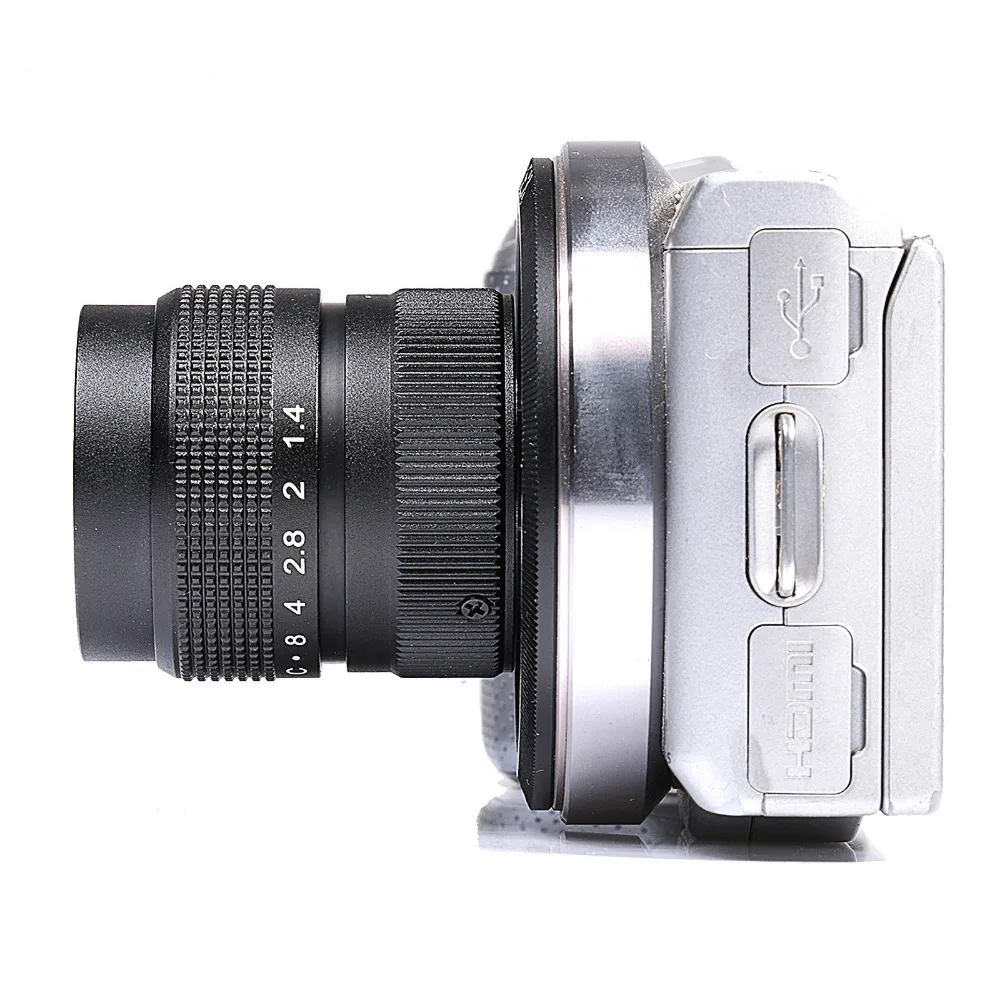 2в1 25 мм F1.4 35 F1.7 CCTV TV Movie lens + C Mount Kit для Sony NEX E 6 5R F3 A6000 A6300 5100 A3000|35mm f1.7|25mm f1.4c mount |