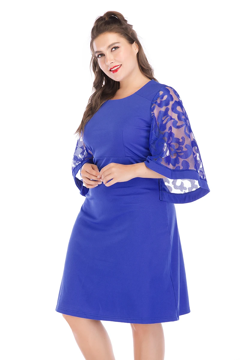 Дизайнерское Брендовое платье размера плюс 6XL Vestidos сексуальное летнее платье с расклешенными рукавами длиной до колена, прямые повседневные платья сексуальное кружевное платье в подарок